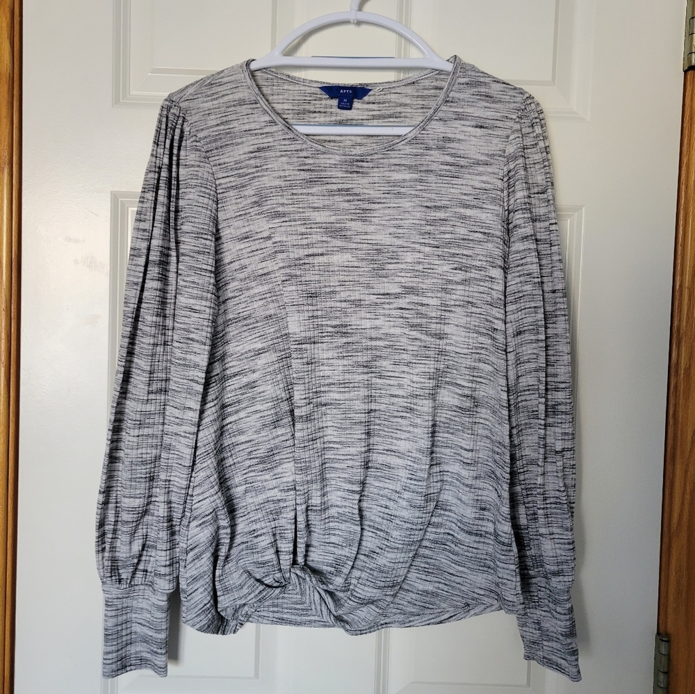 Gray Long Sleeve Blouse